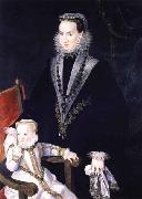 Alonso Sanchez Coello Portrait of Maria Manrique de Lara y Mendoza and her daughter oil painting
